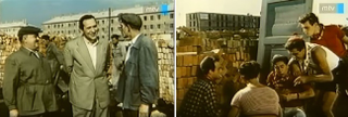 1. Tompa Pufi és Bessenyei Ferenc bizakodva építi a szocializmust. 2. A jampecek sajnos Dunapentelét sem kerülték el. Munka helyett kártyáznak és hepciáskodnak. Fehér trikóban, csíkos sapkában Bárdy György.
